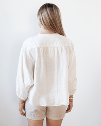 Velvet by Graham & Spencer Clothing Avis Hidden Placket Top in Chalk