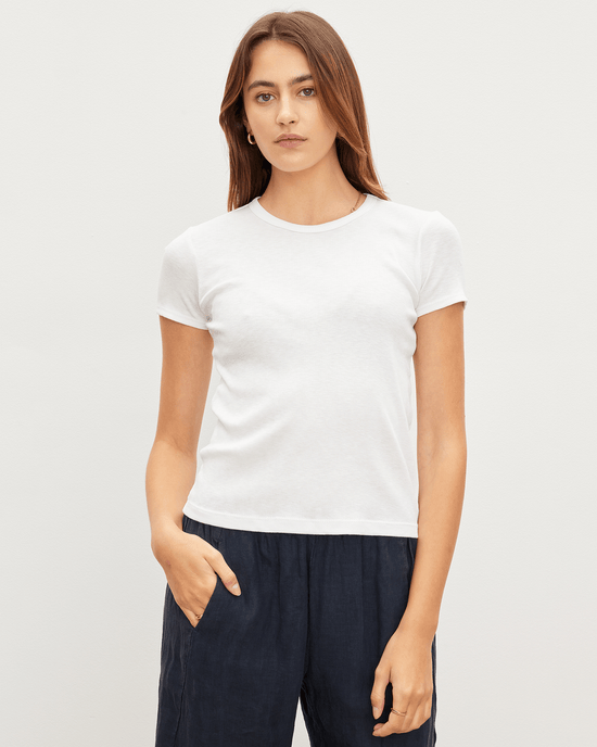 Velvet by Graham & Spencer Clothing Brenny S/S Rib Top in White