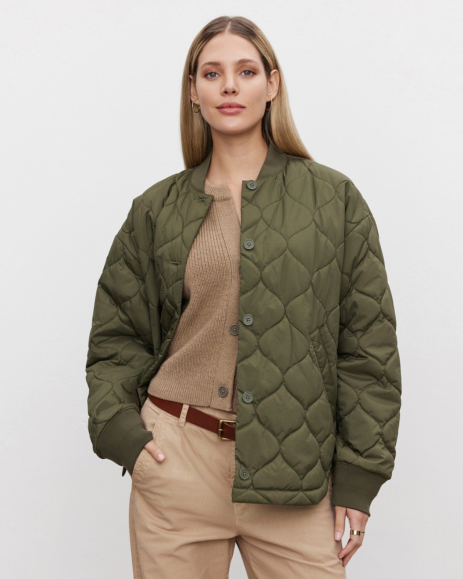 Carie L/S Quilted Jacket in Army