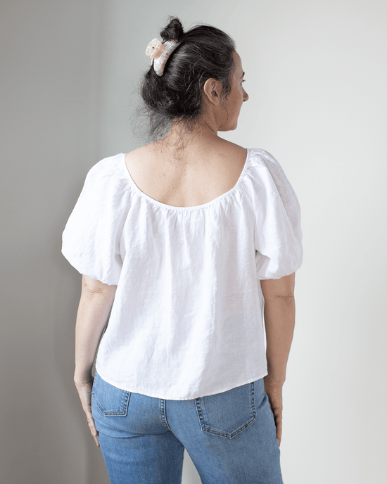 Velvet by Graham & Spencer Clothing Dana S/S Puff Top in White