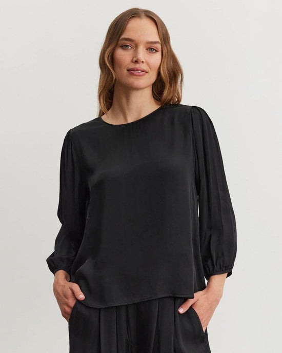 Velvet by Graham & Spencer Clothing Esme L/S Top in Black