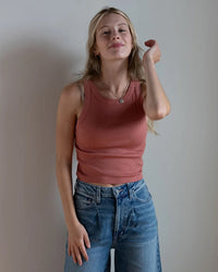 Velvet by Graham & Spencer Clothing Harla Tank Crop Top in Roseberry