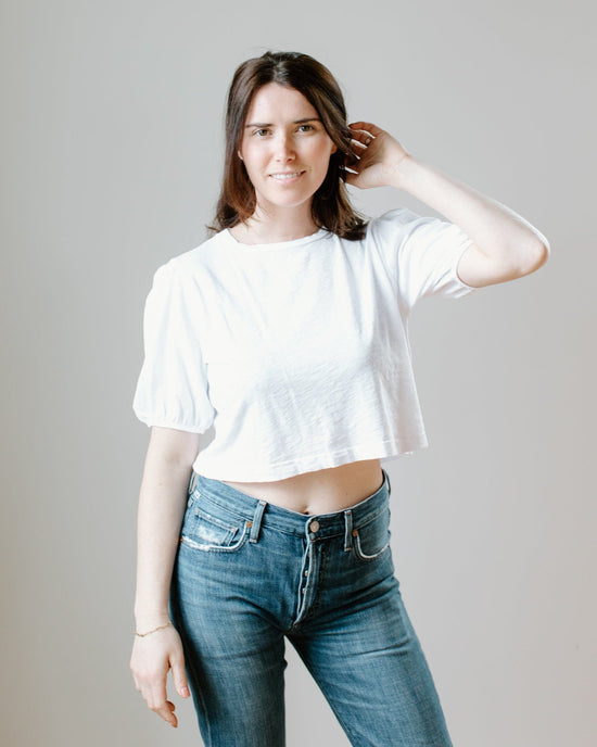 Velvet by Graham & Spencer Clothing Hilary Puff Cropped Top in White