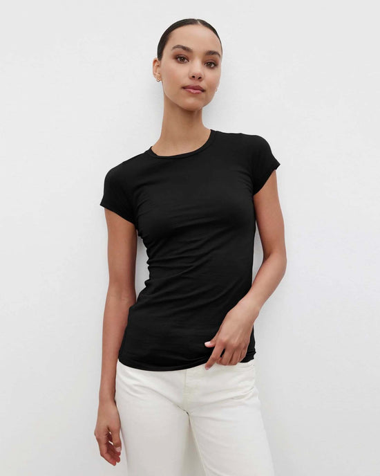 Velvet by Graham & Spencer Clothing Jemma S/S Crew Neck Top in Black