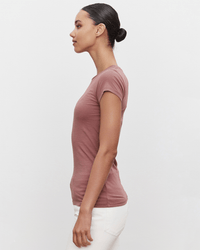 Velvet by Graham & Spencer Clothing Jemma S/S Crew Neck Top in Blush