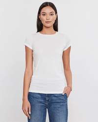 Velvet by Graham & Spencer Clothing Jemma S/S Crew Neck Top in White