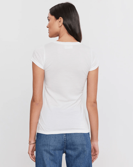 Velvet by Graham & Spencer Clothing Jemma S/S Crew Neck Top in White