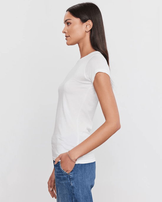 Velvet by Graham & Spencer Clothing Jemma S/S Crew Neck Top in White