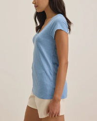 Velvet by Graham & Spencer Kira Scoop Neck Tee in Pacific 