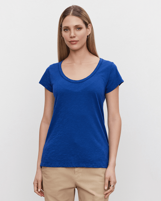 Velvet by Graham & Spencer Kira Scoop Neck Tee in Pilot 