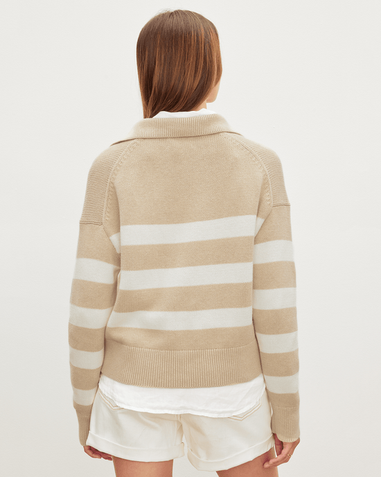 Velvet by Graham & Spencer Clothing Lucie Polo Sweater in Sable/Milk