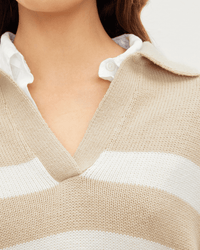 Velvet by Graham & Spencer Clothing Lucie Polo Sweater in Sable/Milk