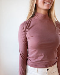 Velvet by Graham & Spencer Clothing Nadene Mock Neck Crop Top in Blush