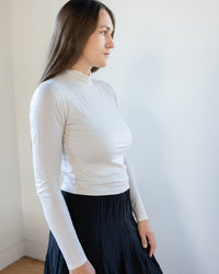 Velvet by Graham & Spencer Clothing Nadene Mock Neck Crop Top in Jasmine