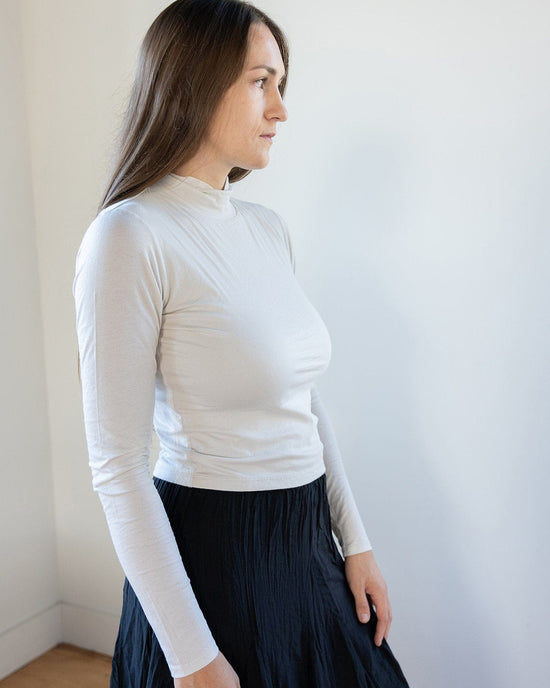 Velvet by Graham & Spencer Clothing Nadene Mock Neck Crop Top in Jasmine