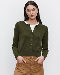 Velvet by Graham & Spencer Clothing Violette L/S Cardi Top in Forest