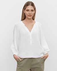 Velvet by Graham & Spencer Clothing Vivi Puff L/S Top in White