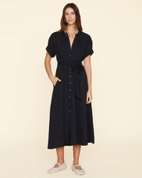 XiRENA Cate Roll Slv Shirtdress in Black 