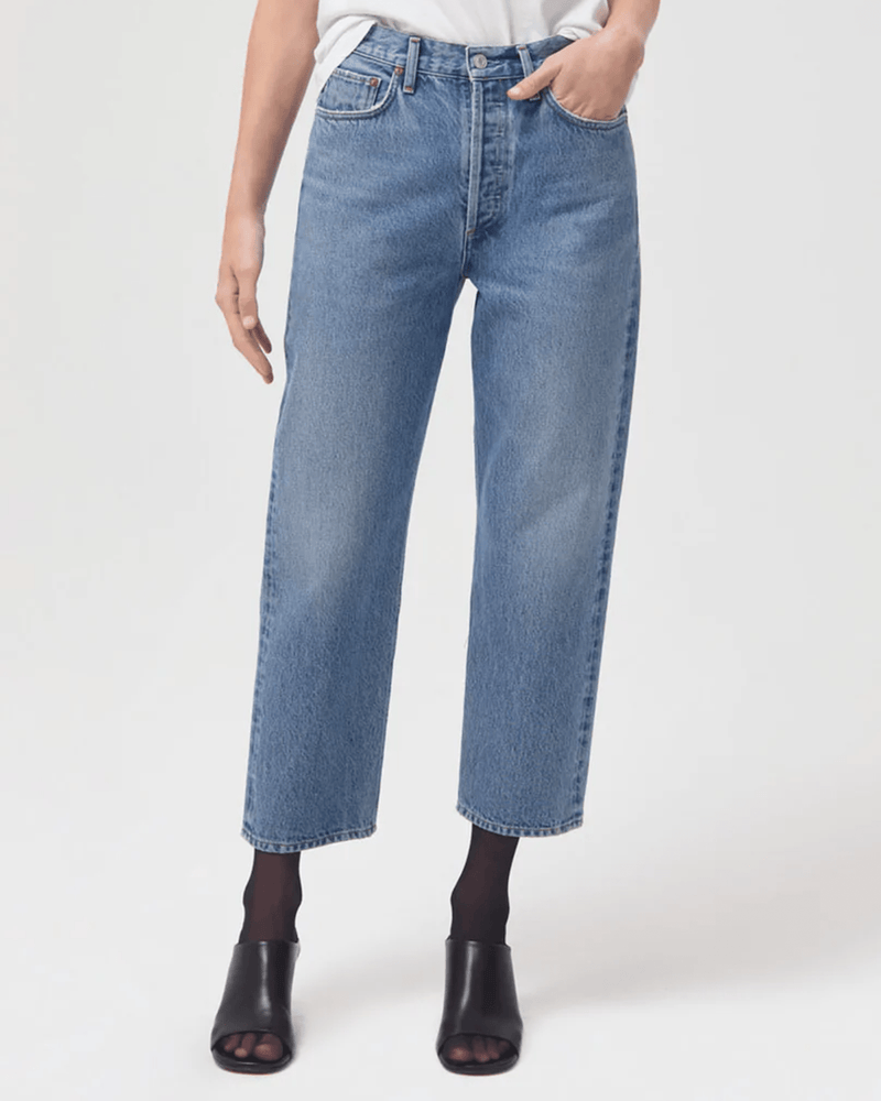 AGOLDE 90s Crop Mid Rise Loose Straight in Passenger - Bliss Boutiques