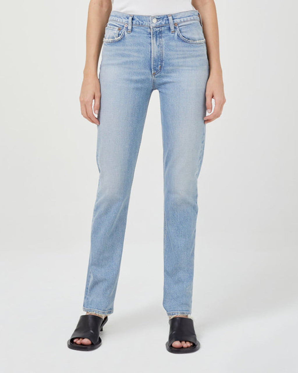 AGOLDE Toni Mid Rise Slim Straight in Dime- Bliss Boutiques