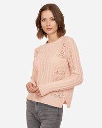 Autumn Cashmere Open Pointelle Cable Crew in Apricot Bliss Boutiques