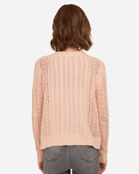 Autumn Cashmere Open Pointelle Cable Crew in Apricot Bliss Boutiques