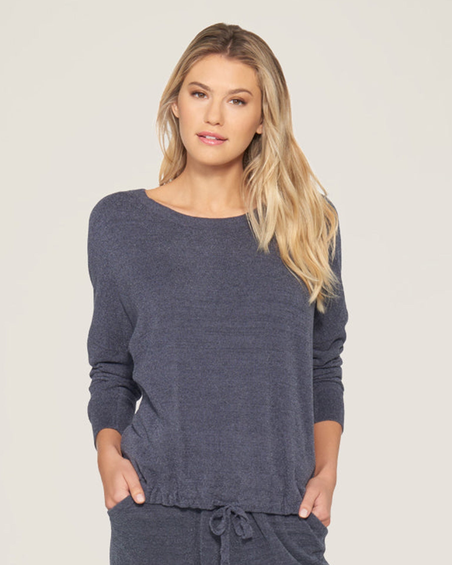Barefoot Dreams Cozychic Ultra Light Slouchy Pullover in Pacific Blue-  Bliss Boutiques