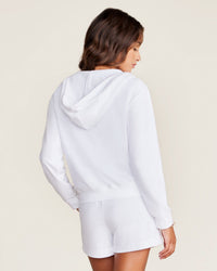 Barefoot Dreams Clothing Cozyterry Cross Over Hoodie in Sea Salt