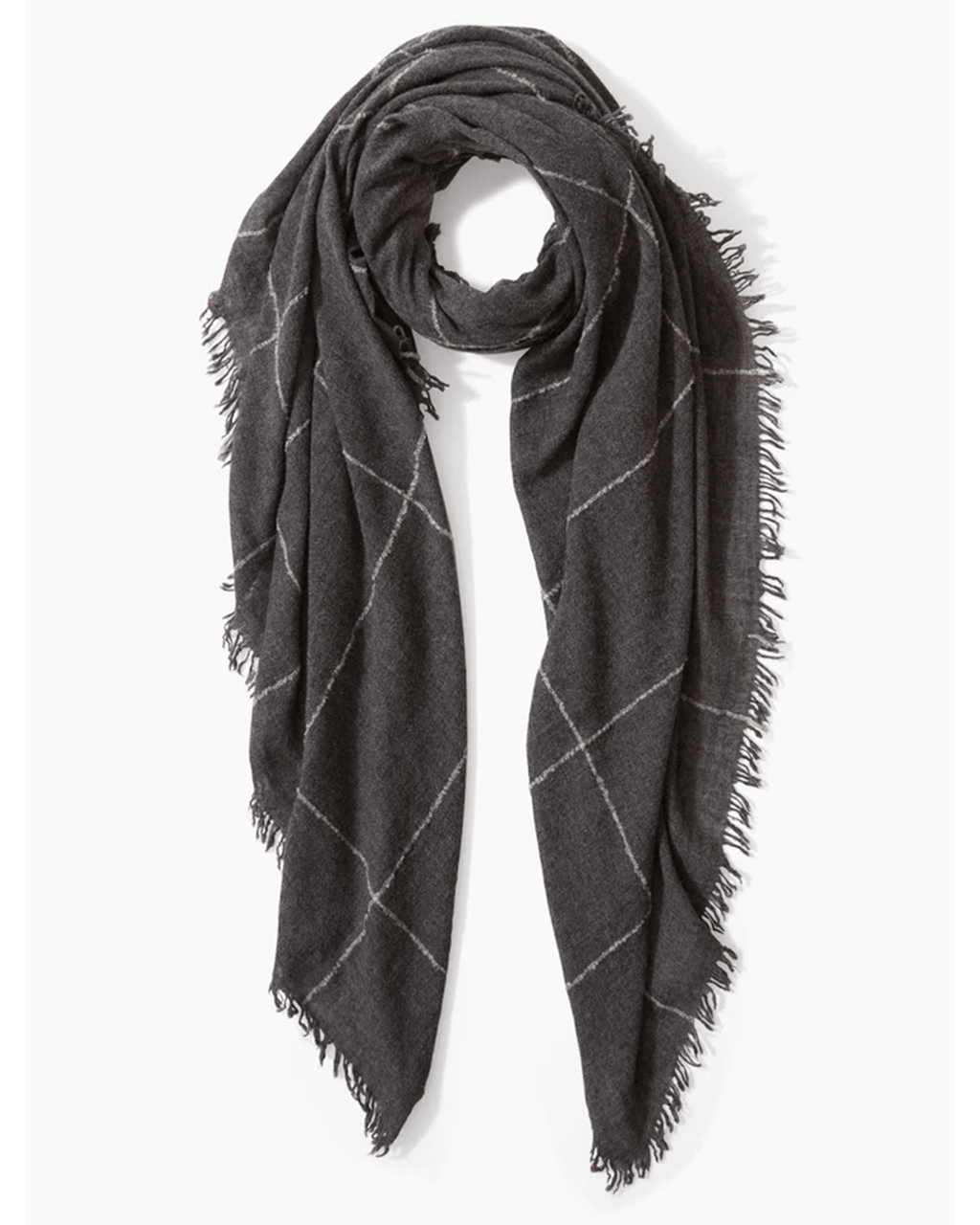 Chan Luu Windowpane Cashmere Scarf in Charcoal Bliss Boutiques