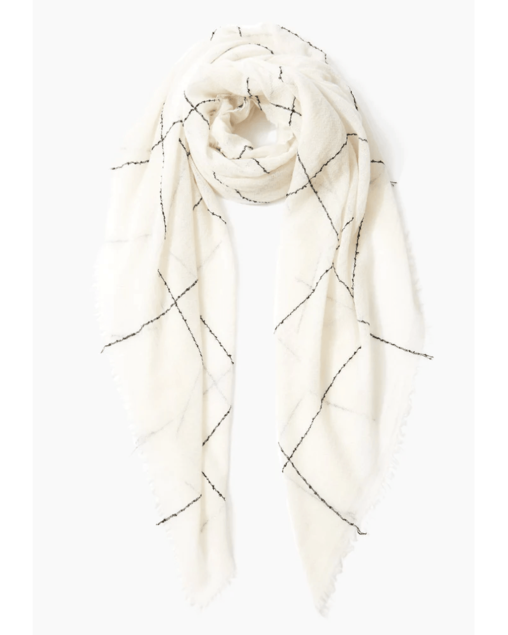 Chan Luu Windowpane Cashmere Scarf in Eggshell Bliss Boutiques