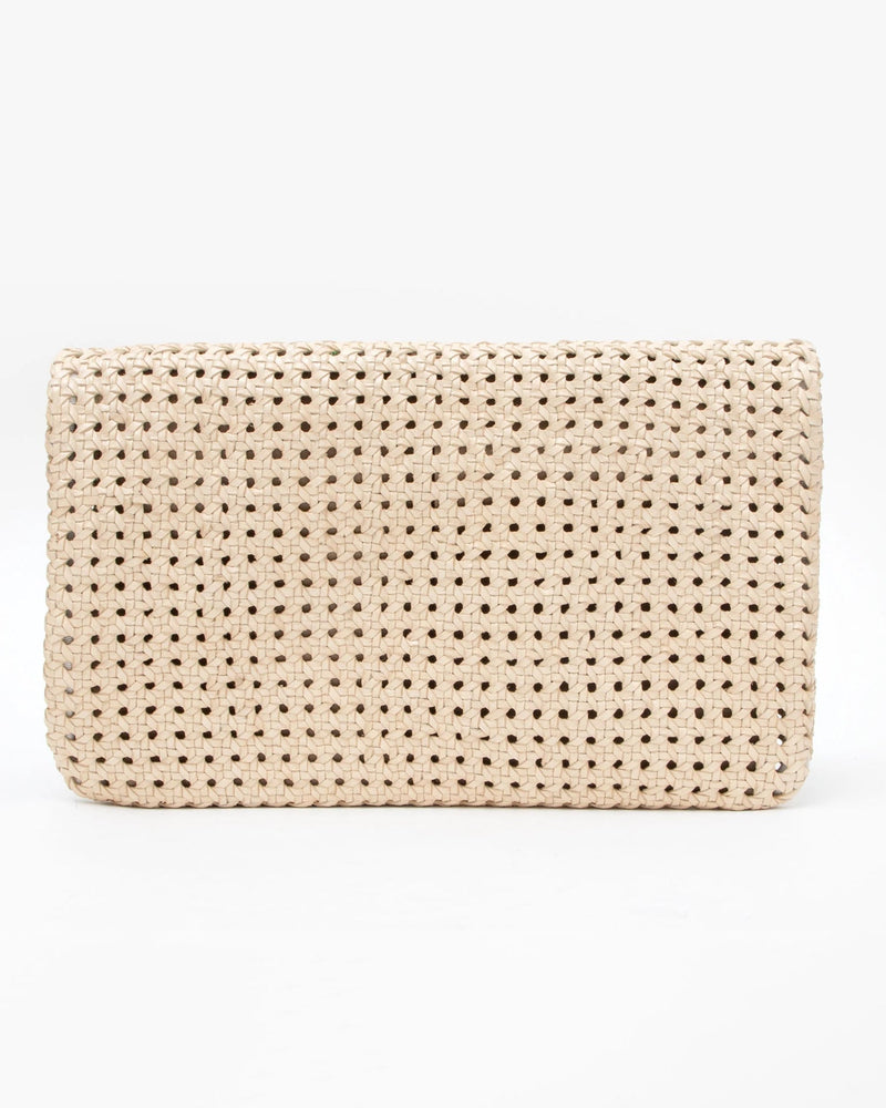 Clare V. Flat Clutch with Tabs - Petal Rattan