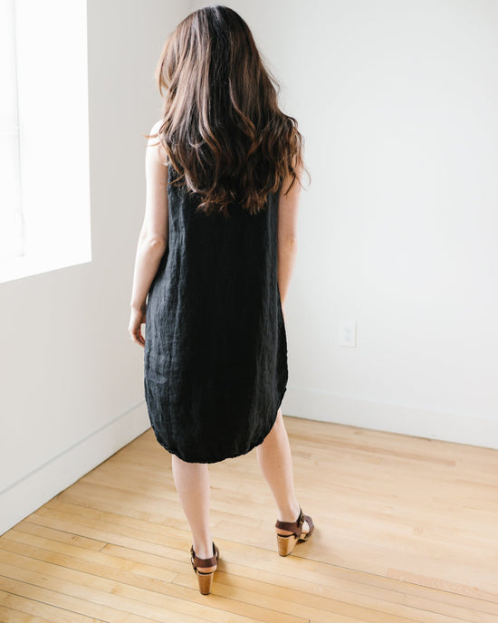 CP Shades Clothing Mara Slvlss Shirtdress in Black HW Linen Twill