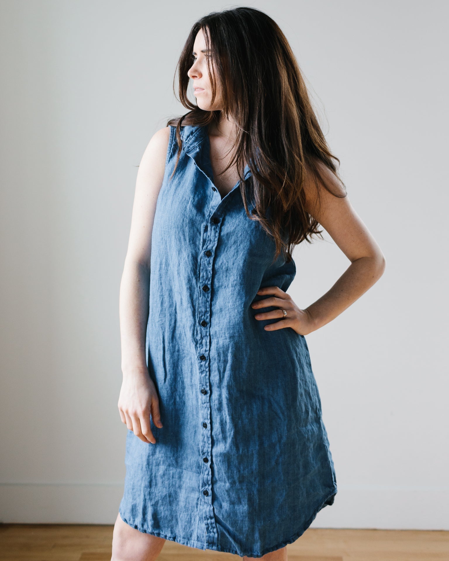 Mara Slvlss Shirtdress in Bleach Indigo Twill