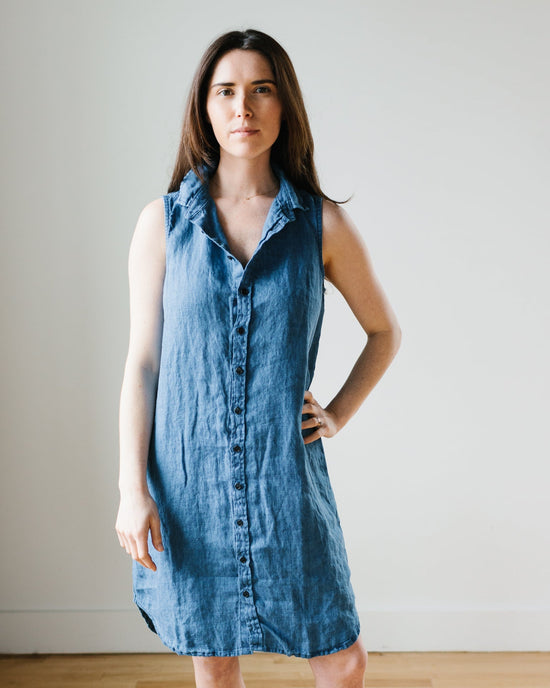 CP Shades Clothing Mara Slvlss Shirtdress in Bleach Indigo Twill