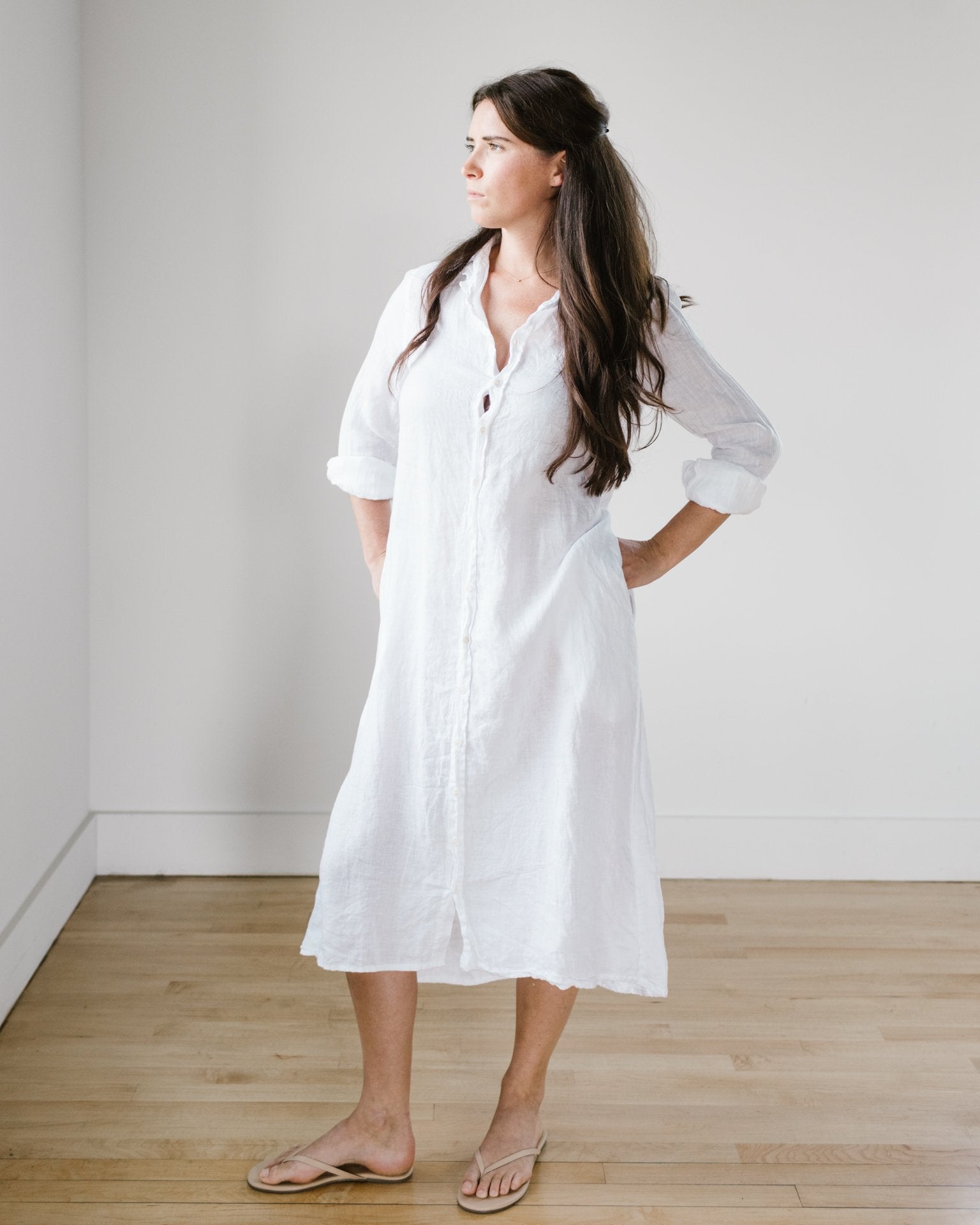 Maxi Shirtdress - HW Twill in White