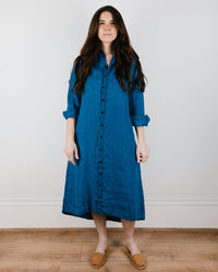 CP Shades Maxi Shirtdress in Bleach Indigo HW Linen Twill 