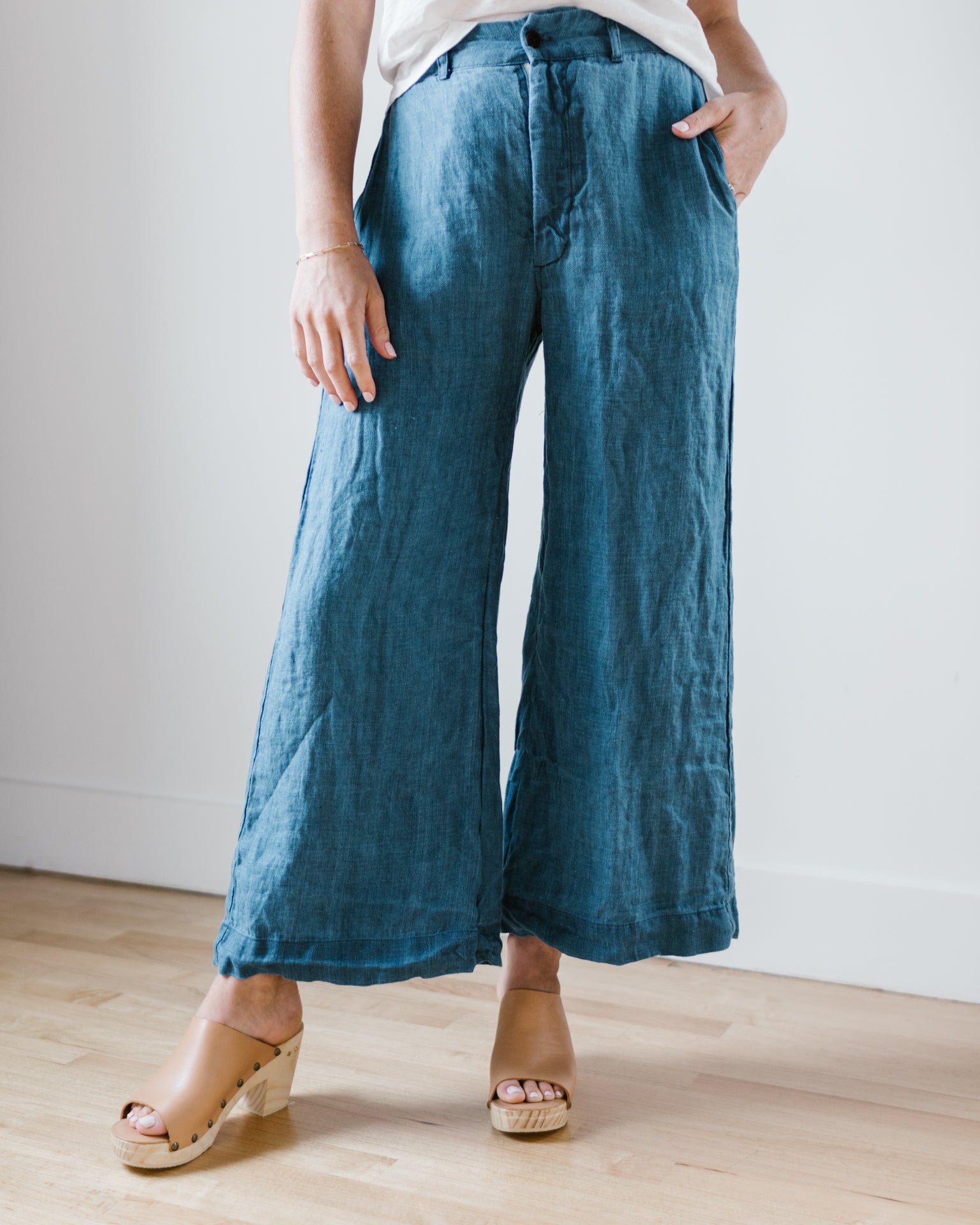 Polly Wide Leg Pant - HW Bleach Indigo Twill