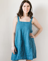 CP Shades Clothing Sally Apron Dress in Bleach Indigo Twill