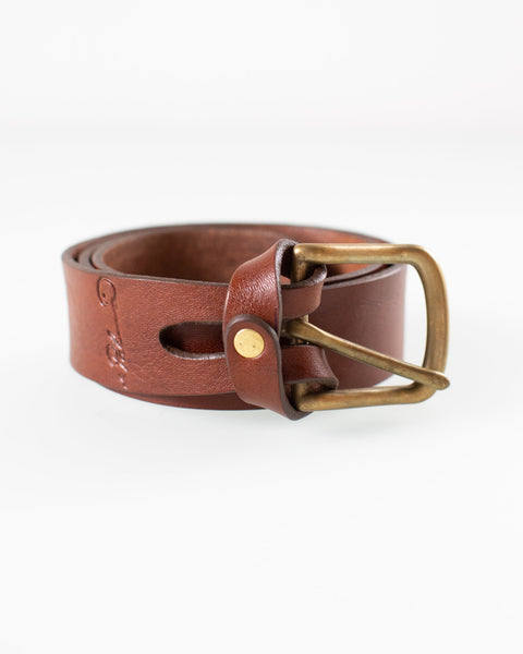 Depalma Handsewn Mon Senor Belt in Bark w/ Brass - Bliss Boutiques