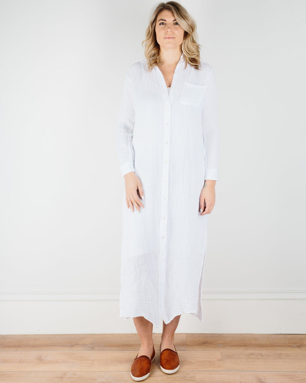 Gauze Boyfriend Maxi Dress in White – Christina's Luxuries