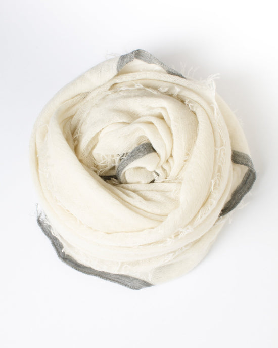 Grisal Rosa Cascade Cashmere Scarf in Milk X Heather Grey 