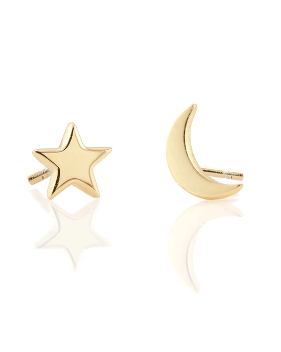 Kris Nations Jewelry 18K Gold Vermeil / O/S Gold Star and Moon Studs