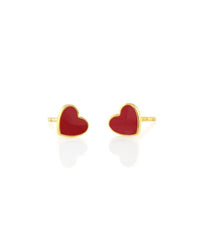 Kris Nations Jewelry Gold / Red Petite Heart Studs in Red