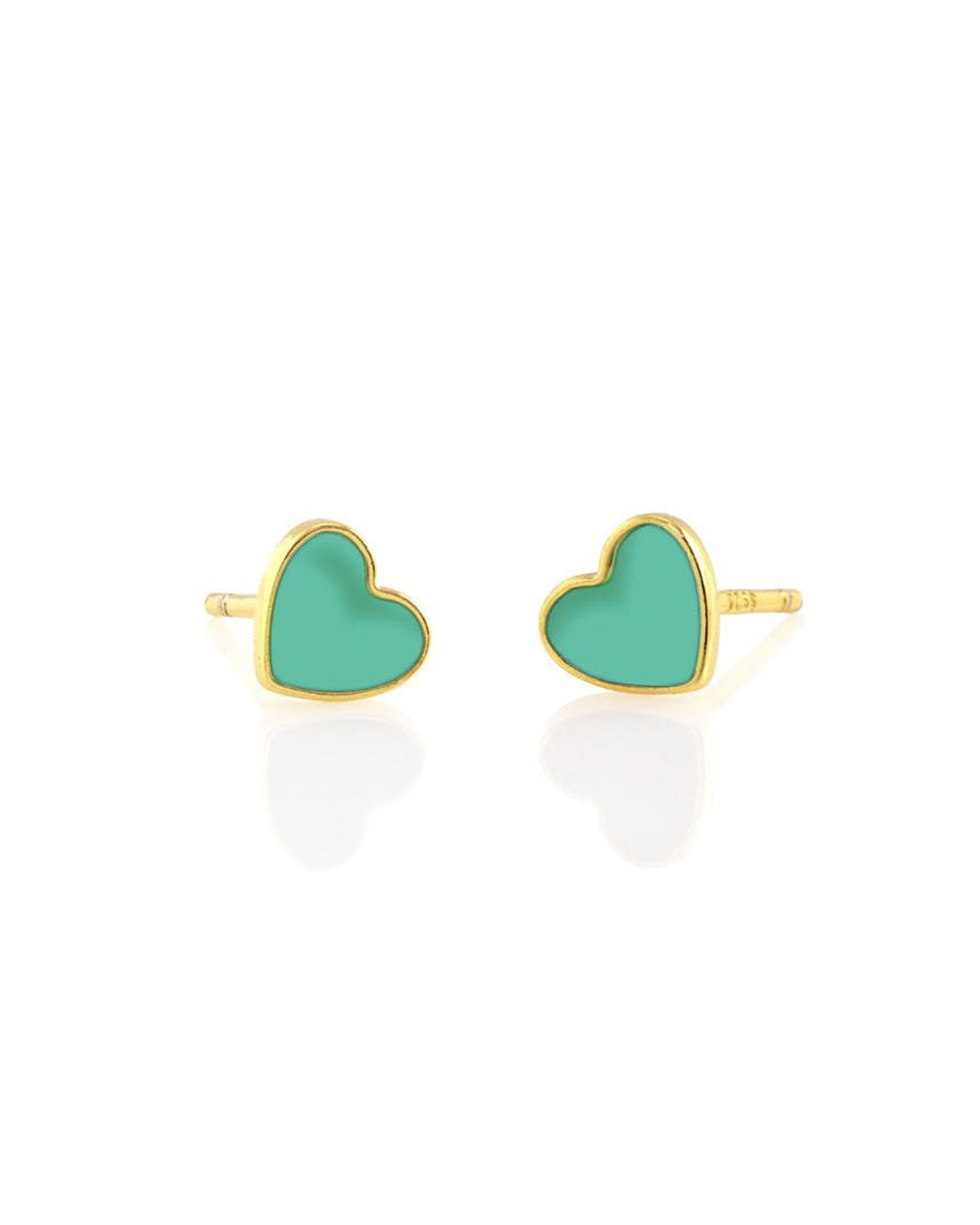 Petite Heart Studs in Turquoise