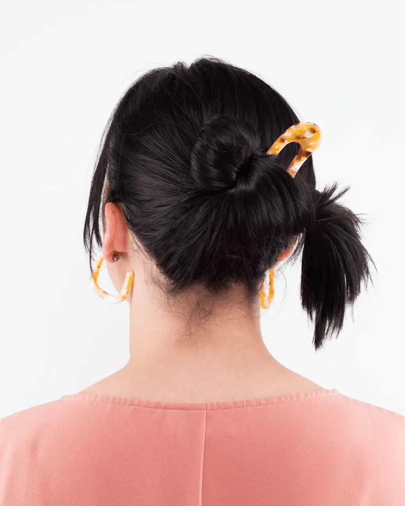 Machete French Hair Pin in Mango Tortoise