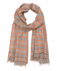 Explore the luxurious Varied Plaid Cotton Scarf in Cloud by Moismont, featuring elegant fringed edges and crafted from hand-woven cotton.