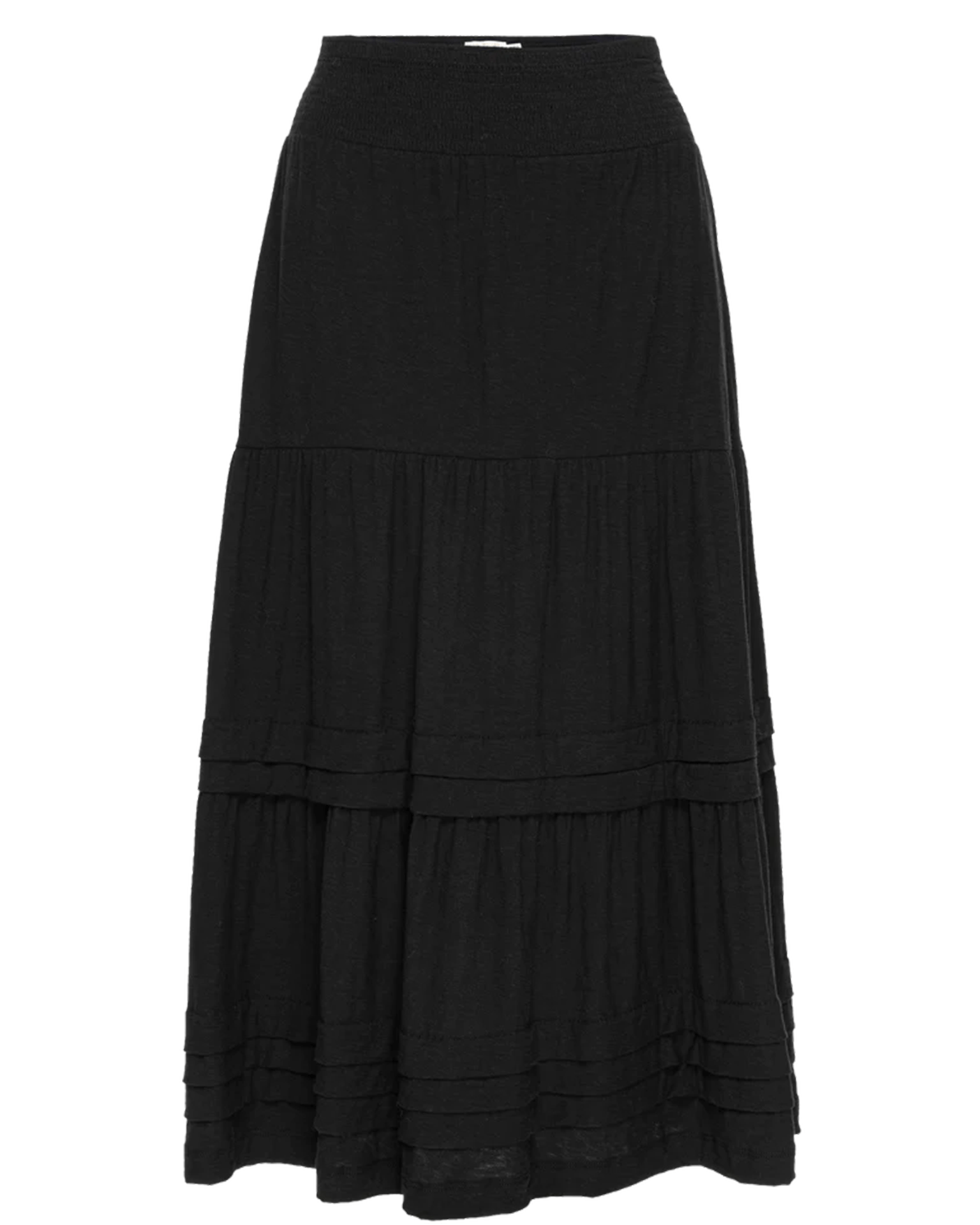 Janine Pintuck Midi Skirt in Jet Black