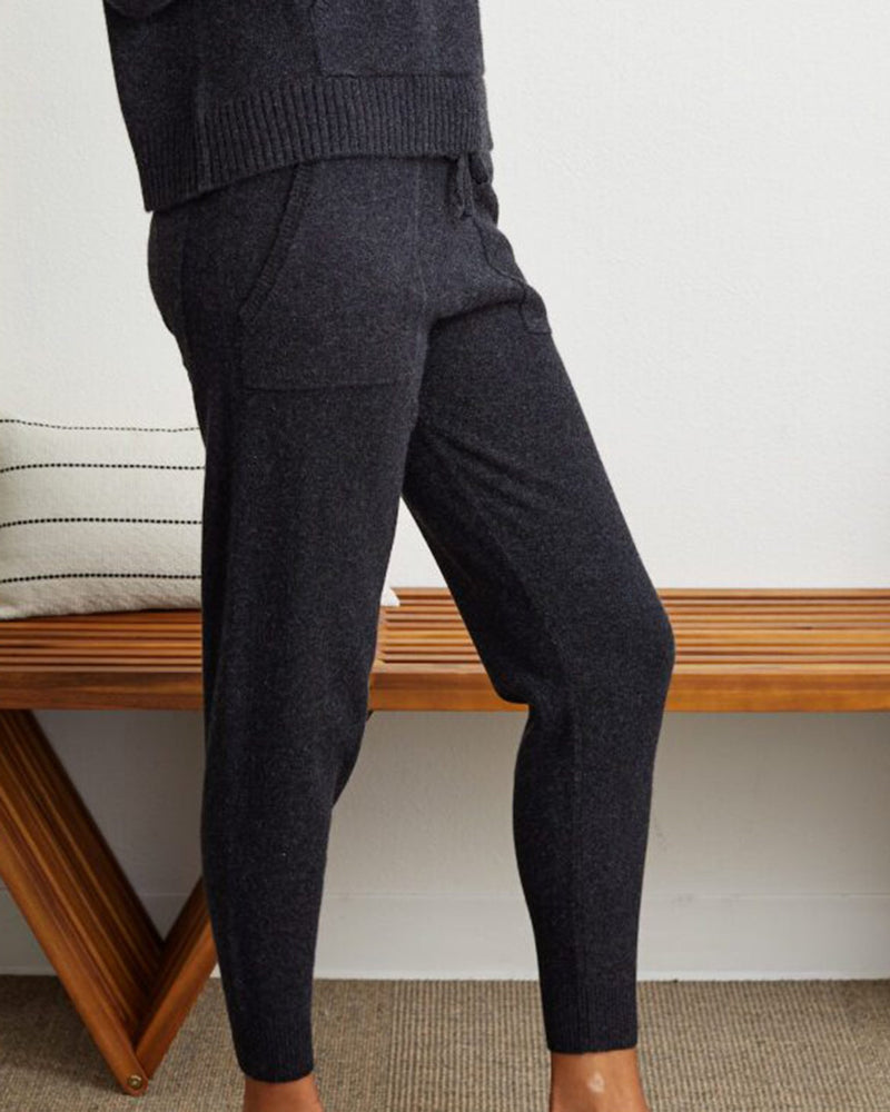 Cashmere Drawstring Jogger Pant in Grey Heather