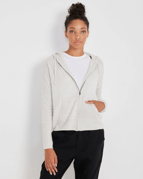 Not Monday Clothing Greyson Cashmere Zip Hoodie in Light Grey