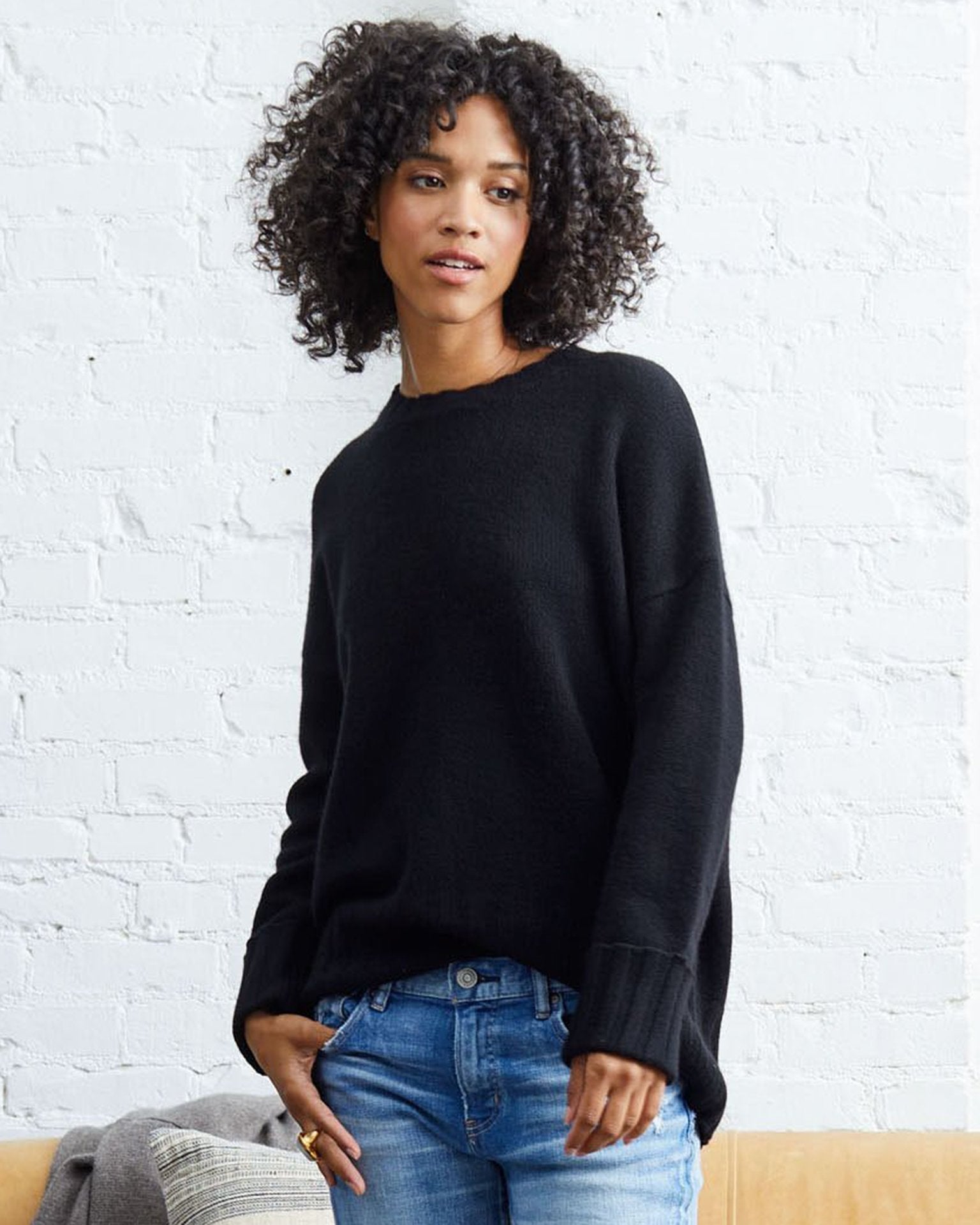 Mila Crewneck Sweater in Black